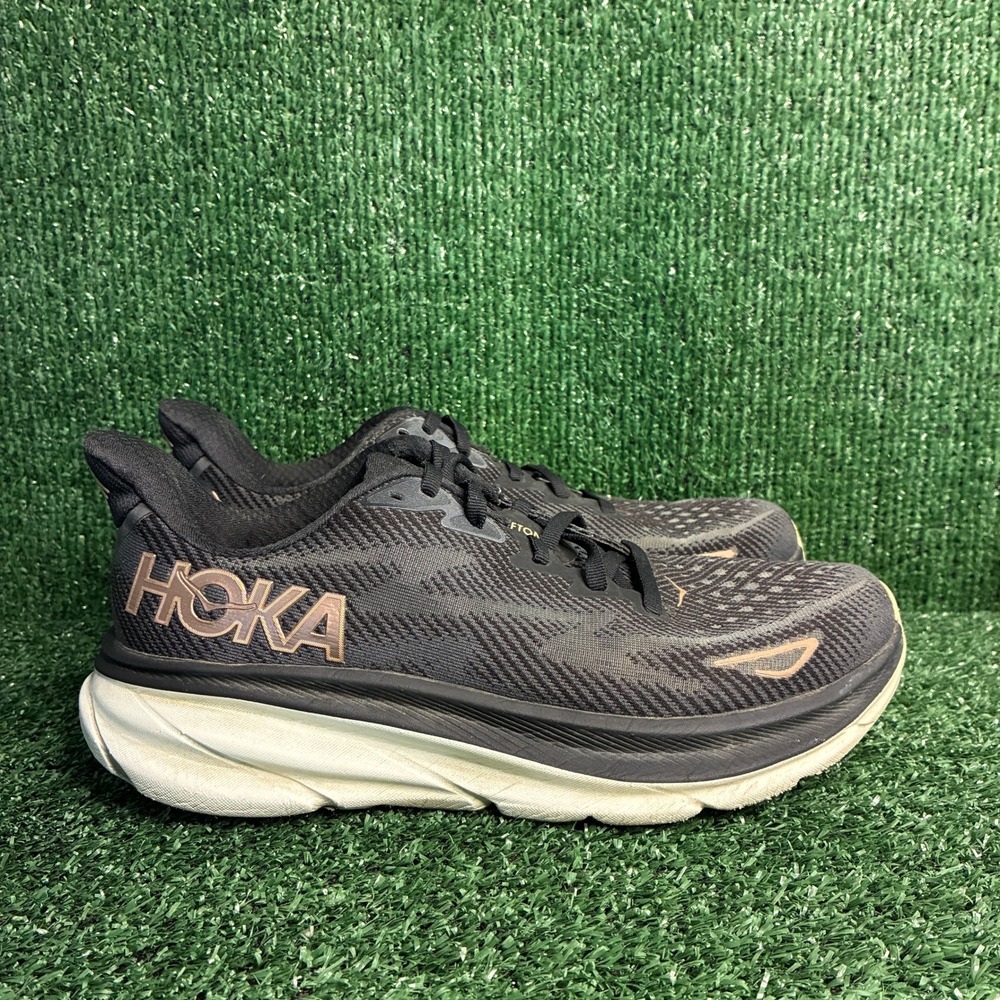 Hoka Clifton 9 Lightweight Breathable Athletic Running Sneaker Black Womens 9B